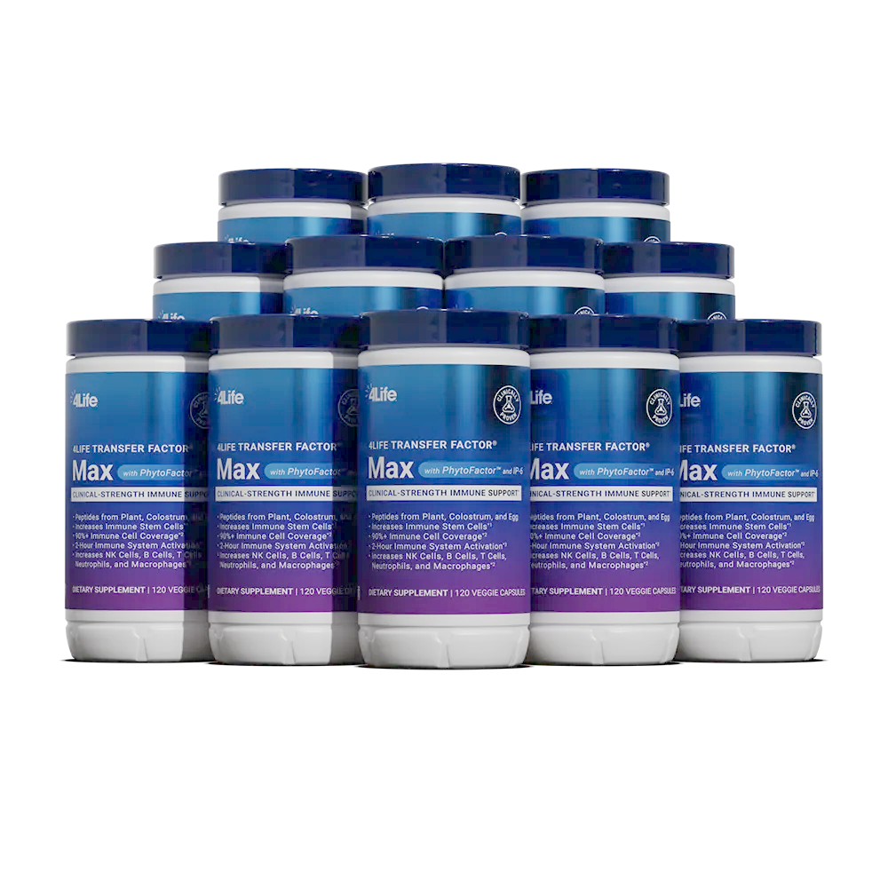 Twelve bottles of 4Life Transfer Factor Max with PhytoFactor, 120 veggie capsules each