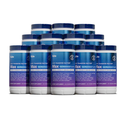 Twelve bottles of 4Life Transfer Factor Max with PhytoFactor, 120 veggie capsules each