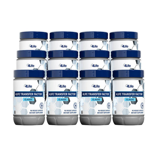 Twelve bottles of 4Life Transfer Factor Classic, 90 veggie capsules each