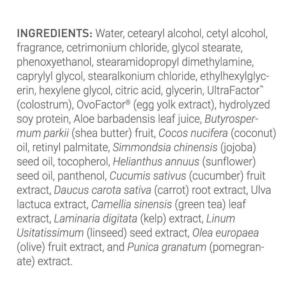 Ingredients list of 4Life Conditioner, featuring natural oils and nourishing extracts for hair care.